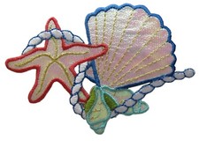  4209 Tropical Seashells Beach Embroidery Iron On Applique Patch