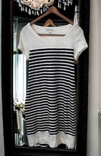 Banana Republic Striped T-Shirt Dress Navy Blue Ivory Scoop Women’s Size Medium