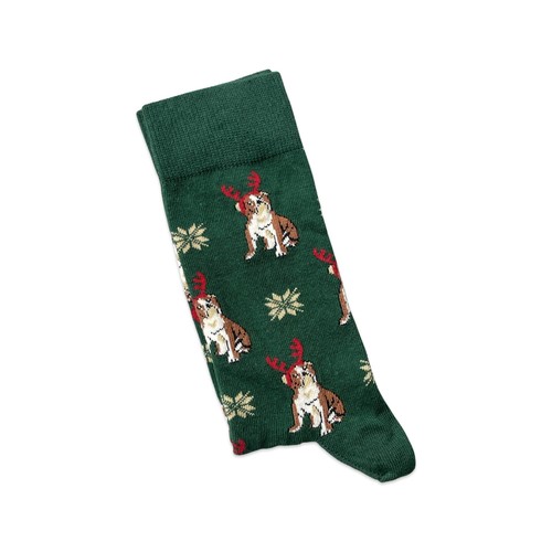 Englische Bulldogge Schneeflocken Weihnachtssocken für Herren 6-10 UK/39-44 EUR/7-11 US - Bild 2 von 2