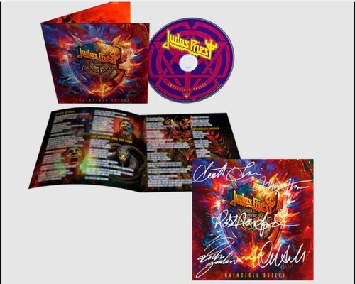 CD BOUCLIER INVINCIBLE JUDAS PRIEST + CARTE D'ART SIGNÉE / AUTOGRAPHE - Photo 1/5