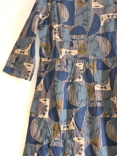 Ex Seasalt Women’s 3/4 Sleeve Round Neck Geometric Print Dress in Teal Mlt - Picture 5 of 5