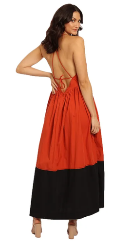BASSIKE Knotted Back Red Black Dress Size 14 AU RRP 460 Pre owned Evening - Picture 3 of 9