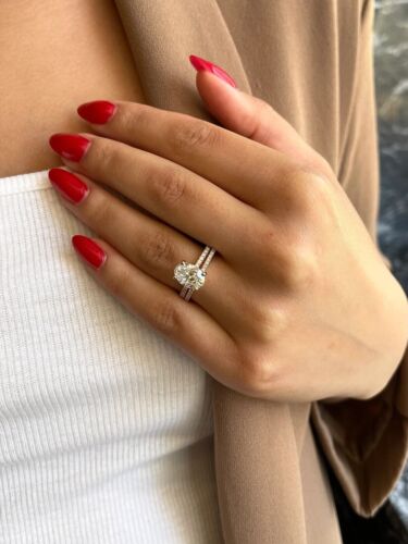 1.50 Ct Oval-Cut VS1/H Lab Grown Diamond Bridal Wedding Set Ring 14K Yellow Gold - Picture 8 of 8