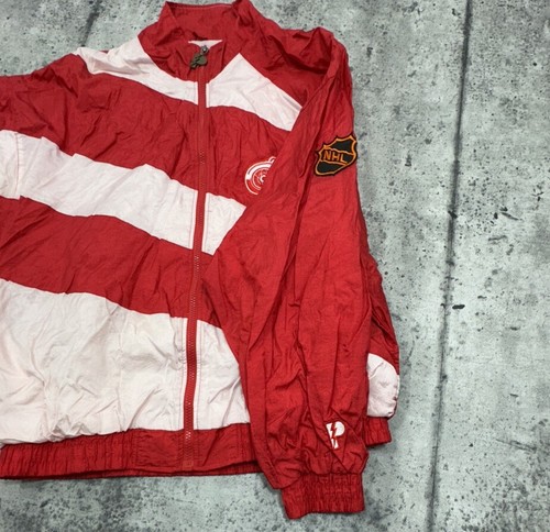 Vtg 90's Pro Player Detroit Red Wings Windbreaker Jacket Men M Red White Zip - Picture 7 of 10