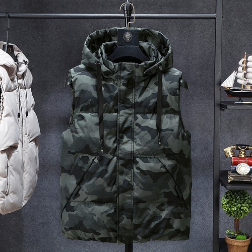 Gilet uomo imbottito bolla staccabile con cappuccio gilet trapuntato giacca cappotto top - Foto 14 di 18
