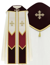 Cream/red Gothic Cope with stole Vestment Capa pluvial Crema/roja K739AKC25p