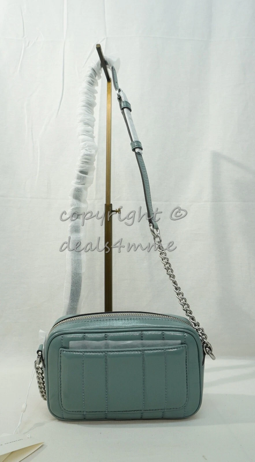 Borsa nuova con etichette Tory Burch 135751 piccola Kira brevetto fotocamera in chiaro artico prezzo al pubblico consigliato $498