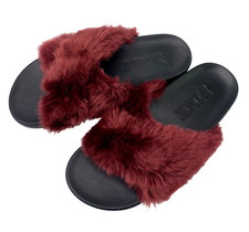 NEW Victorias Secret PINK Slides Criss-Cross Sandals Flip Flops Med 7-8 FurFaux