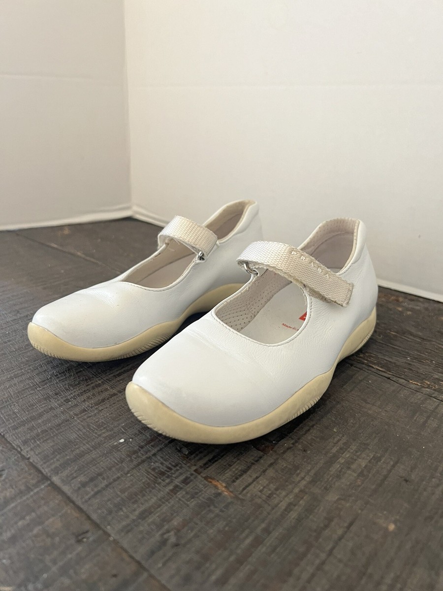 PRADA Girl's White Leather Mary Jane Shoe Size 28 US 11.5 | eBay