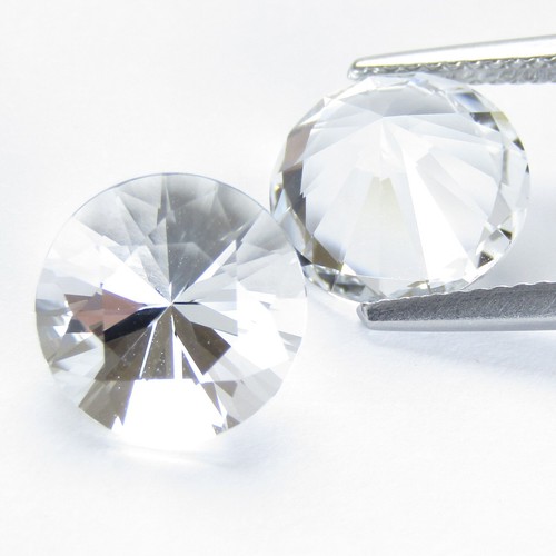 10.39Cts Firing Natural White Topaz 10.6mm Round Cut Matching Pair Gemstones - Picture 2 of 4