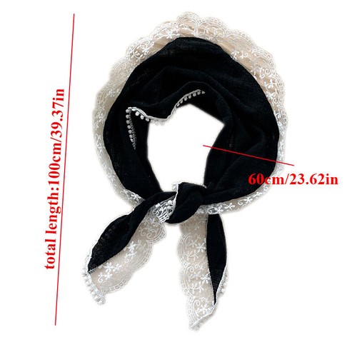Lace Cotton Linen Triangle Scarf Neck Head Scarves Women Scarf Bandanas Shawl w - Picture 4 of 25