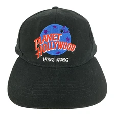 Vtg Planet Hollywood Hong Kong Hat Spell Out Script Logo Snap Back Baseball Cap