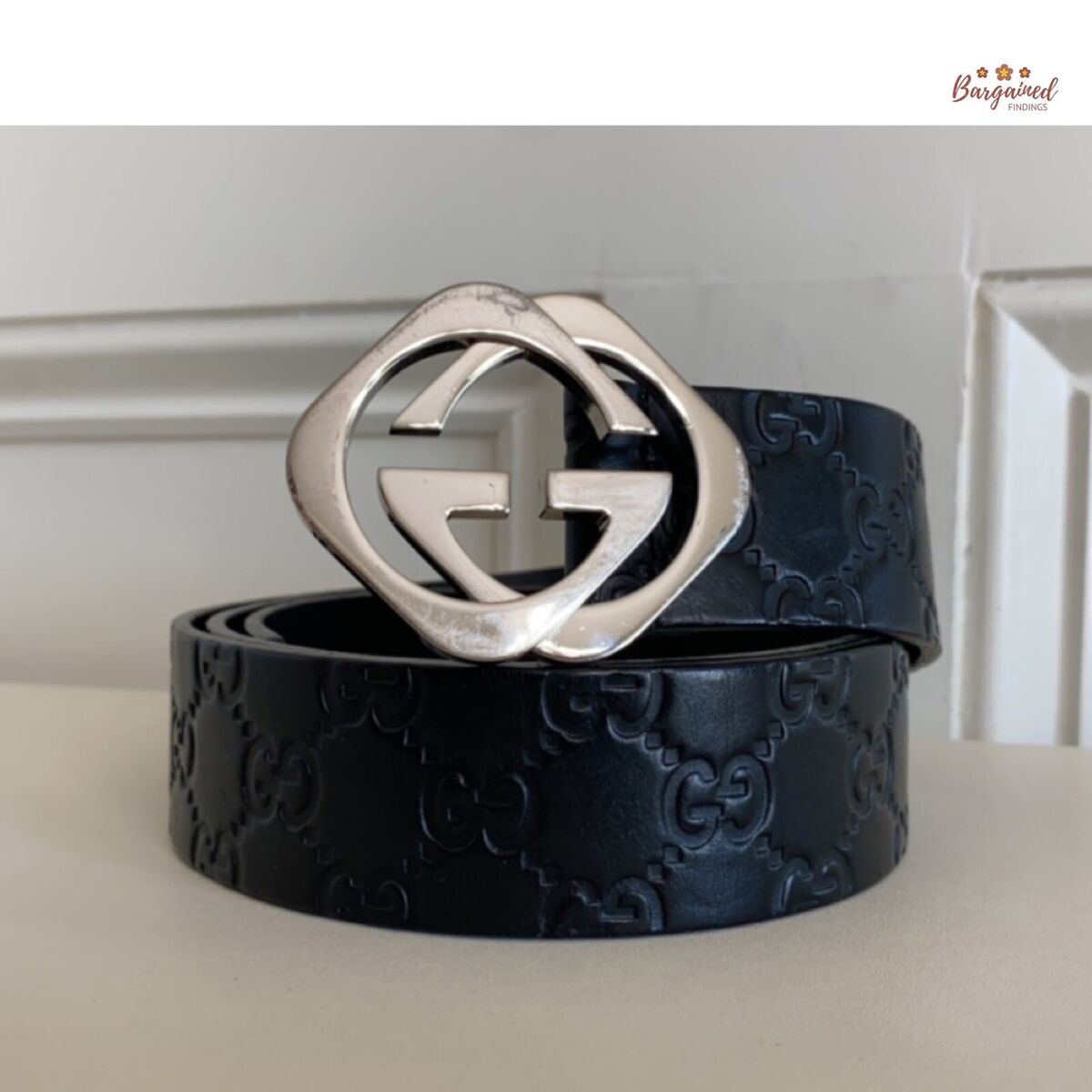 Authentic Gucci Black Monogram Leather Silver Interlocking Authentic Gucci Black Monogram Leather Silver Interlocking