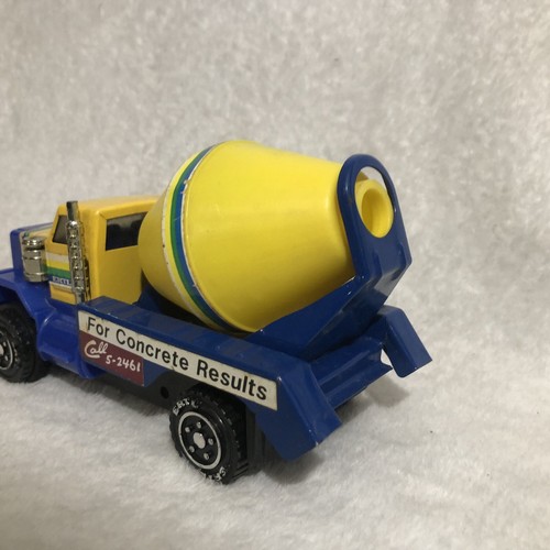 Vintage Ertl Concrete Mixer Toy Truck 1986 Blue & Yellow Ertl Diecast - Picture 6 of 13