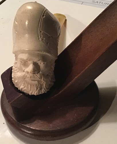 Vintage Meerschaum & Bakelite Hand Carved Sultans Head Pipe Ornate Elegant - Picture 6 of 12