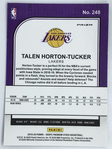 2019-20 Panini Talen Horton Tucker Silver Prizm Rookie Card NBA Hoops Premium🔥 - Picture 2 of 3