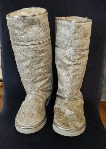 Coach Womens Silver Nikole Classic Signature Sherpa Lined Boots Size 7.5.SSH - Bild 1 von 13