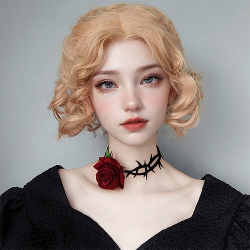 Collana Choker Fiore Rosa Retro Velluto Donna Abito Gotico Gioielli Catena Collare - Foto 3 di 18