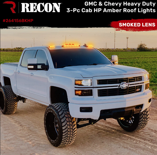 Recon Smoked Lens Amber OLED Bar-Style Cab Lights For 2007.5-2014 Chevrolet GMC - Picture 8 of 17