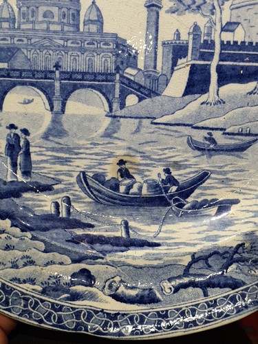 Original Antique Georgian Spode Blue & White Transfer “Rome / Tiber” Plate C1811 - Picture 13 of 18