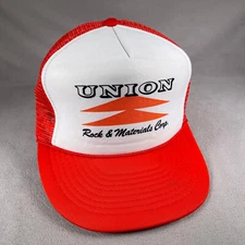 Union Rock & Materials Hat Mens One Size Orange Snapback Trucker Cap Otto