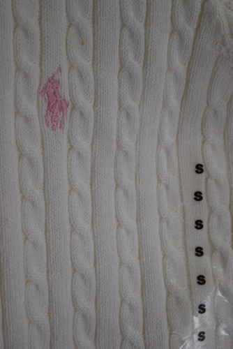 POLO Ralph Lauren GIRLS S 6 Cotton Cardigan Cable Knit White Pink Japan Made - Picture 4 of 8