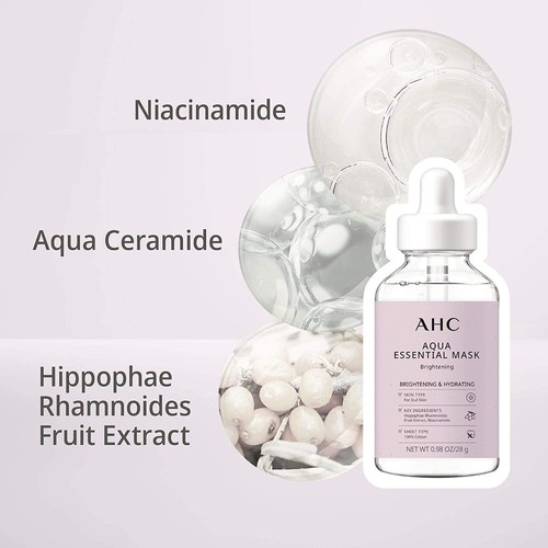 AHC 28g NATURAL ESSENTIAL FACE MASK AQUA BRIGHTENING BRAND NEW - Picture 2 of 6