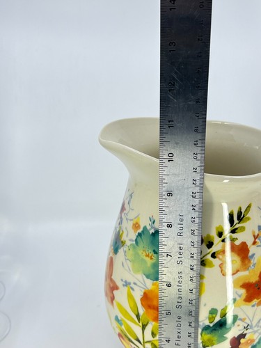 Pioneer Woman pitcher stoneware 3 quart Flower Blue, Orange Willow Pattern NEW - Bild 21 von 21