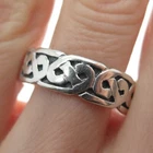 925 Sterling Silver Vintage Celtic Knot Oxidized Band Ring Size 9.75