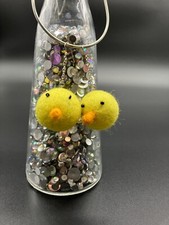 Golden Chick Earrings, Chicken Earrings, Felt Chicken Earrings