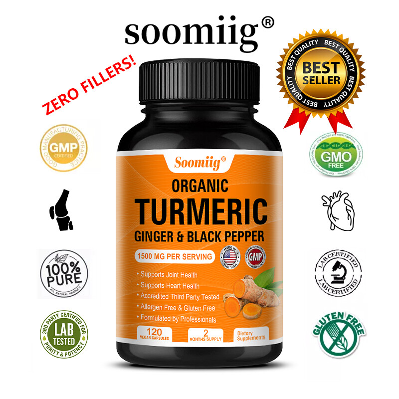 Cúrcuma - 120 cápsulas orgánicas - pimienta negra jengibre - cúrcuma en polvo - cúrcuma