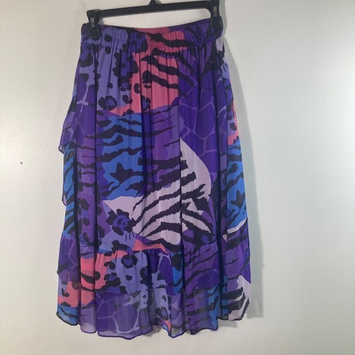 Womens Anthropologie Maude Vivante Animal Print Layered Skirt Purple XS NWOT - Picture 2 of 11