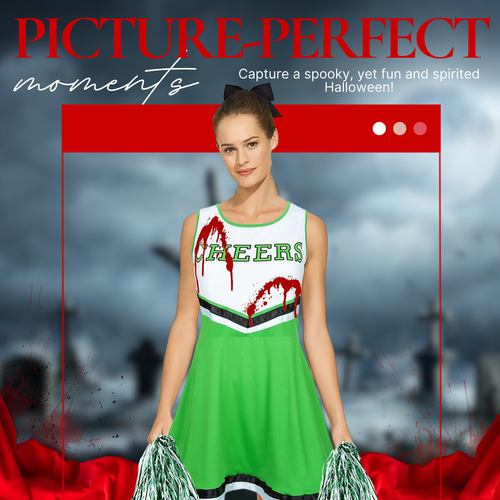 Muerto Animadora Disfraz Mujer Zombie Cheerleader Disfraz de Halloween Trajes - Imagen 42 de 50
