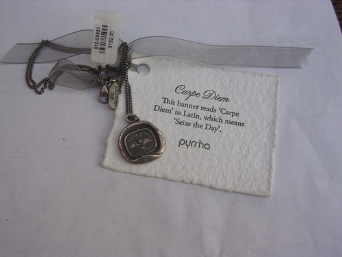 NWT PYRRHA STERLING SILVER CARPE DIEM SEIZE THE DAY PENDANT NECKLACE - Picture 3 of 3