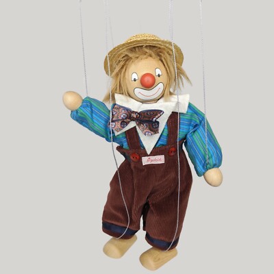 Vintage Sigikid Marionette String Puppet Doll Straw Hat Clown 11''