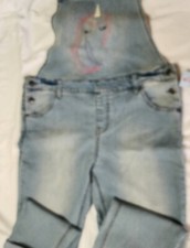 Girl's Unicorn Embroidered Overalls Jeans Cat Jack-XL 14/16 Plus-with Tags