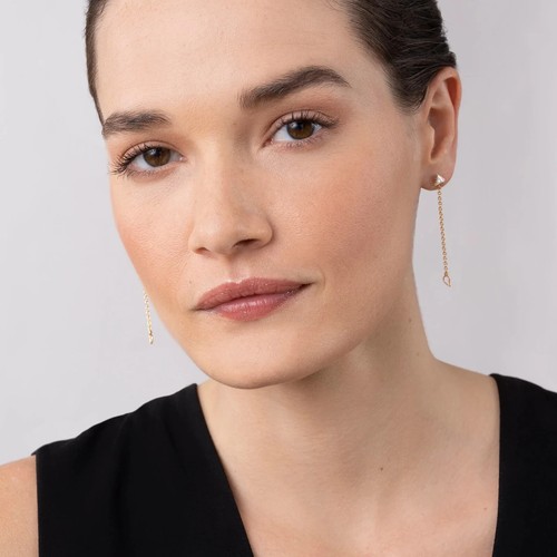 NEW LAGOS *KSL* STERLING SILVER 18K GOLD Convertible Chain DIAMOND Stud Earrings - Picture 5 of 12