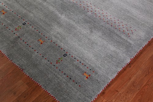 Oriental Gabbeh Indien Rug Grey Handmade Wool 5x8 ft - Picture 7 of 18