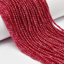 2 Strang A+ Roter Turmalin Facettiert Rund Edelstein Perlen Strang 12 Zoll Ha...