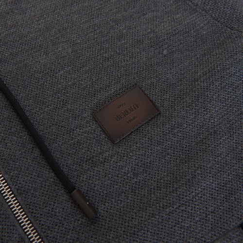 Felpa con cappuccio BERLUTI 2130$ Shadow Zip-up - Patch logo in pelle, lana e... - Foto 11 di 16