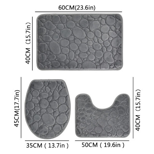 Simple Bathroom Water-absorbing and Non-slip Floor Mat Stone Pattern, - Bild 17 von 17