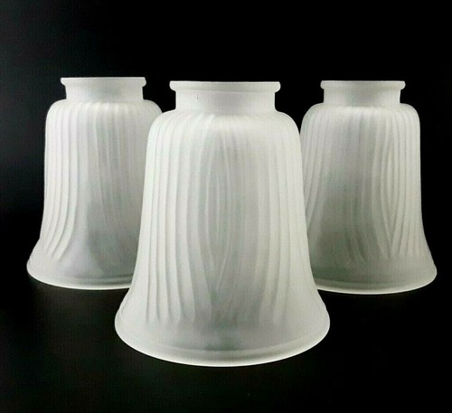 Glass Frosted Lot of 3 Bell Ceiling Fan Globe Replacement Flared Shades Vanity - Picture 7 of 12