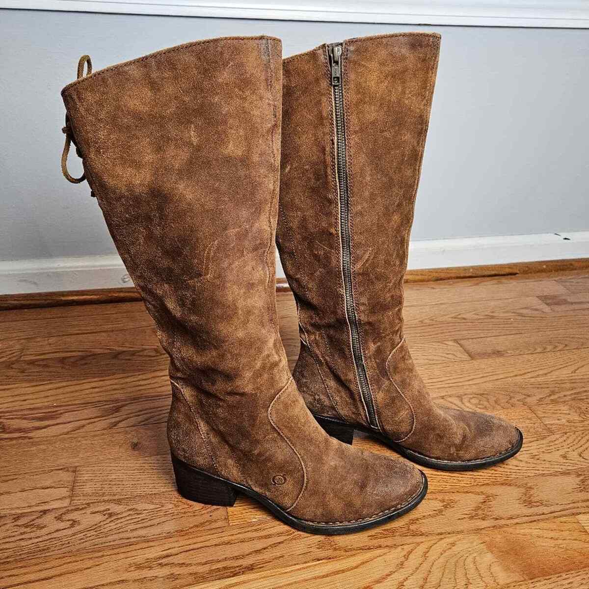 Born Women s Felicia Tobacco Distressed Knee High Boots Size 8M eBay