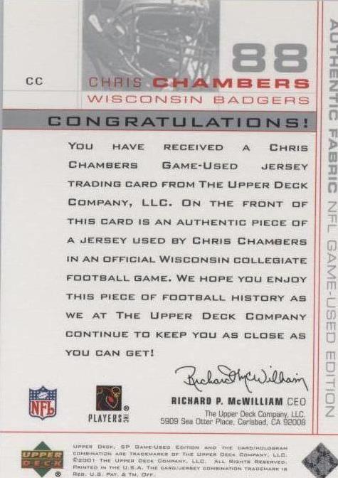 2001 SP Game Used Edition Chris Chambers #CC