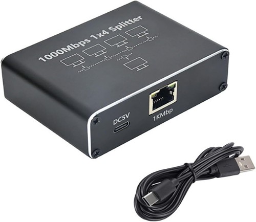 Gigabit Ethernet Splitter RJ45 LAN Netzwerk Adapter 1 auf 4 Port 1000Mbps für PC - Bild 8 von 9