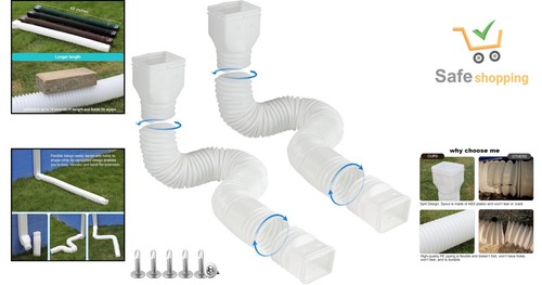 Rain Gutter Downspout Extender PE Flexible 21-68In Waterproof Drainage Solution - Picture 2 of 8
