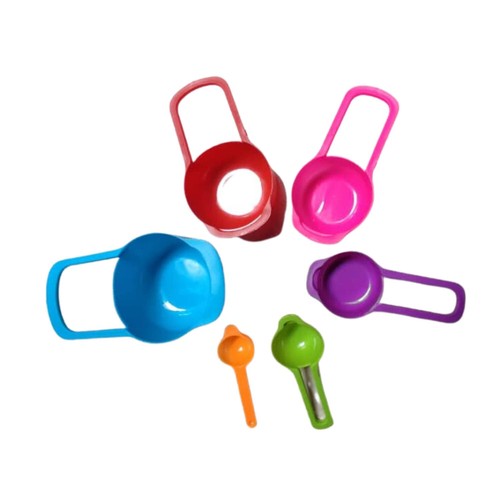 Multi colour 6 sets of Measuring Cups and Spoons Set, Plastic Measuring Cups - Picture 2 of 5