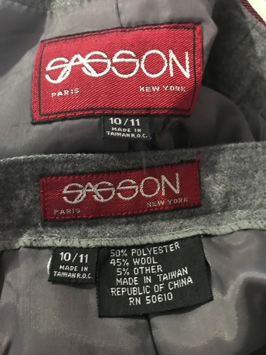 Gebrauchtes Sasson Blazer/Rock Set Gr. 10/11 grau mit roten Akzenten - Bild 8 von 9