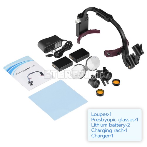 ETERFANT Dental Headband Binocular Loupes 5W Dual LED Head Light/LED Headlight  - Picture 4 of 58