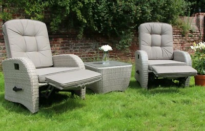 MAISON & GARDEN Bellevue Rocking & Reclining Bistro Set - Natural/Cappuccino